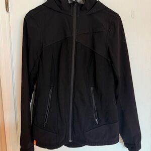 Icebreaker Merino Wool Hooded Jacket Women’s Large Black Full Zip Athletic